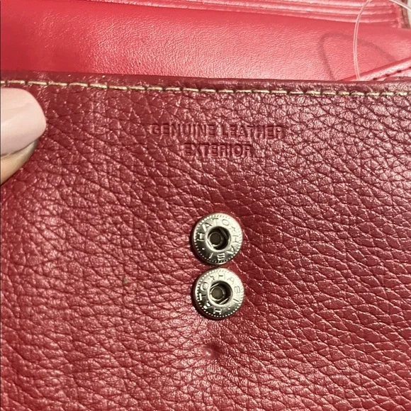 EUC- Burton Red Genuine Leather Exterior  Wallet with Metal Accents - Picture 4 of 12